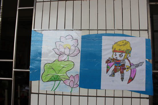 东方村尾学校校园文化建设之小学部四楼"绘画作品长廊"